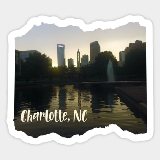 Cool photography of Charlotte North Carolina skyline blue sky sunset USA city break Sticker